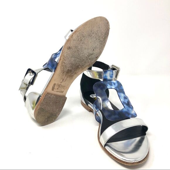 RUPERT Sanderson Silver & Clear Blue Sandals 37.5 - Picture 11 of 11
